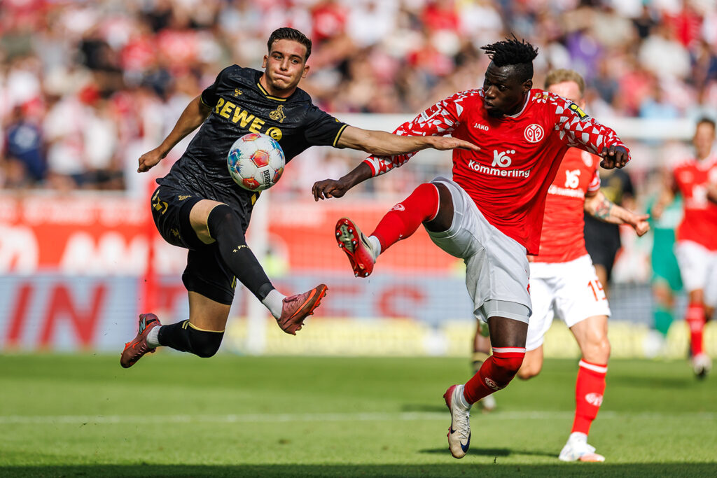 , FSV Mainz 05 vs 1.FC Koeln, Fussball, Bundesliga, 1. Spieltag, Saison 2025/2026, 24.08.2025DFB regulations prohibit any use of photographs as image sequences and/or quasi-video.Foto: Eibner-Pressefoto/Alexander Neis